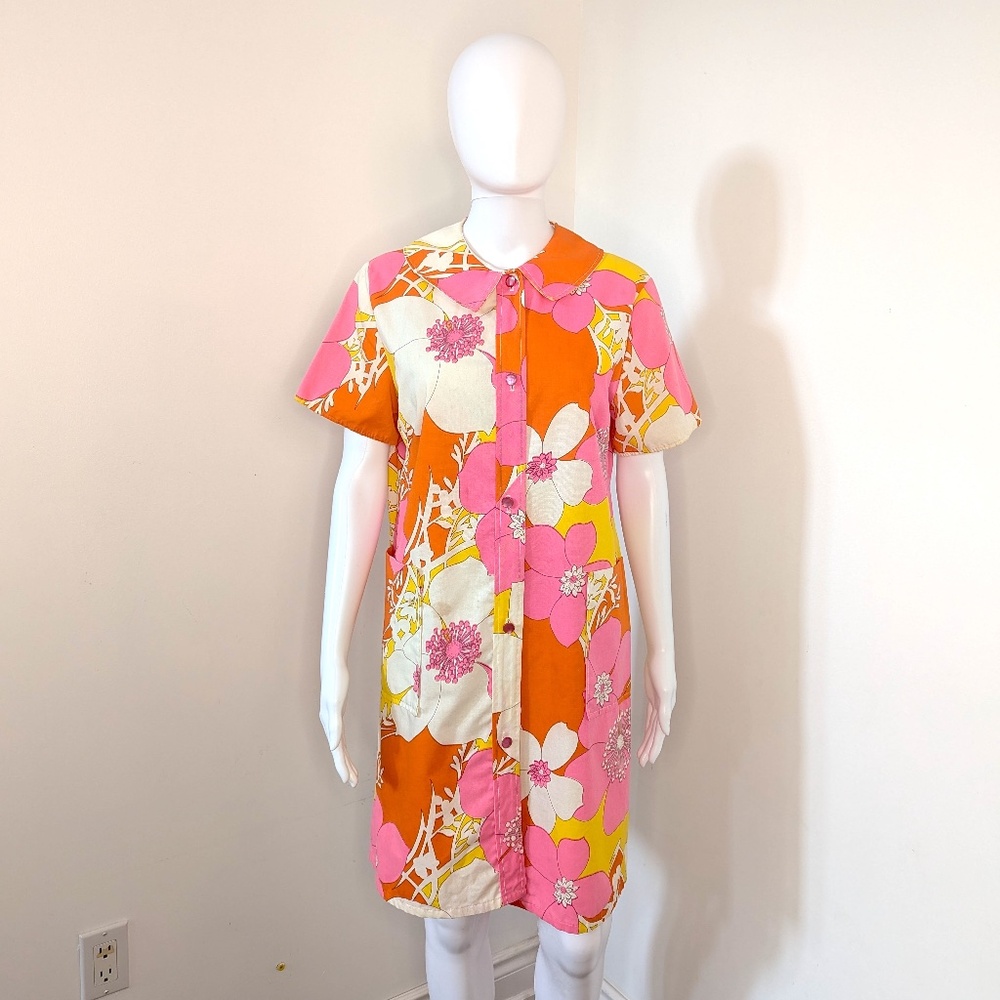 VINTAGE 1950/1960 Bright Floral Dress/Robe